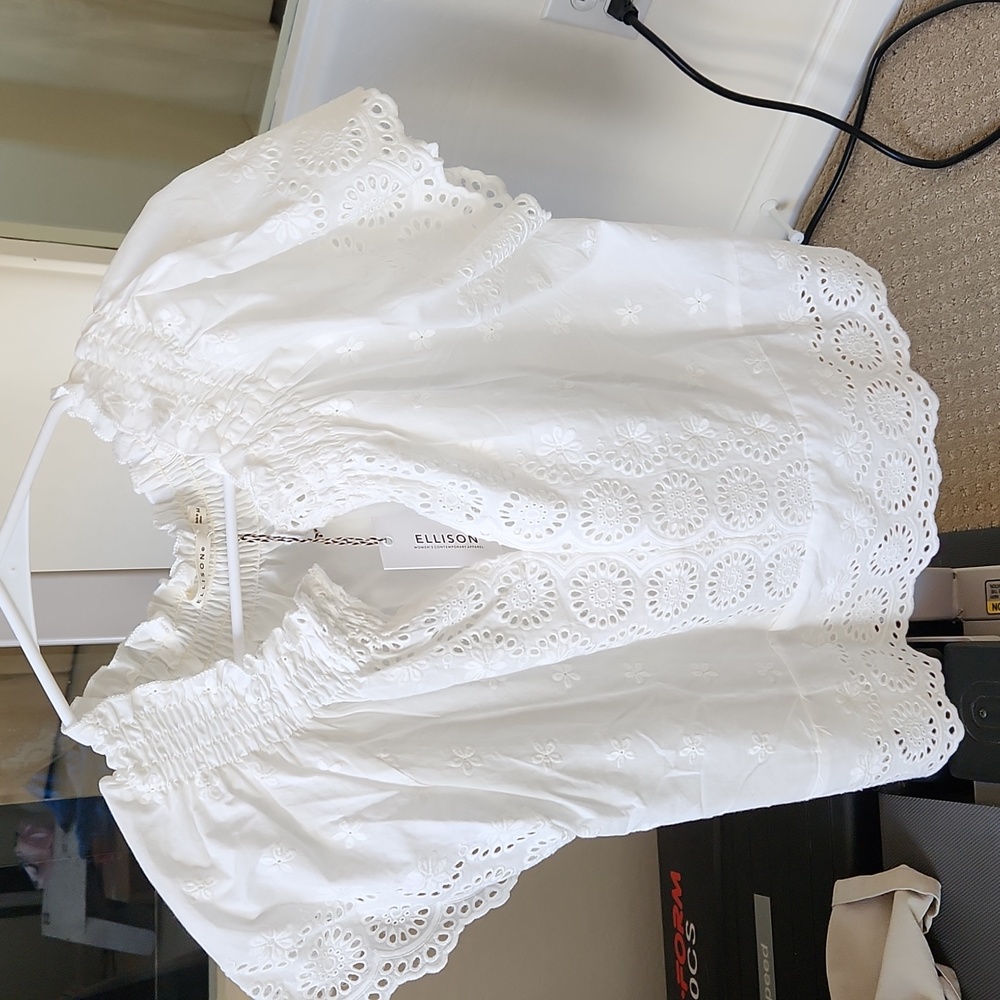 White eyelet top